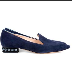 Nicholas Kirkwood Casati pearl loafer, navy suede